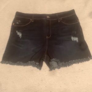 Dark denim shorts curvy fit